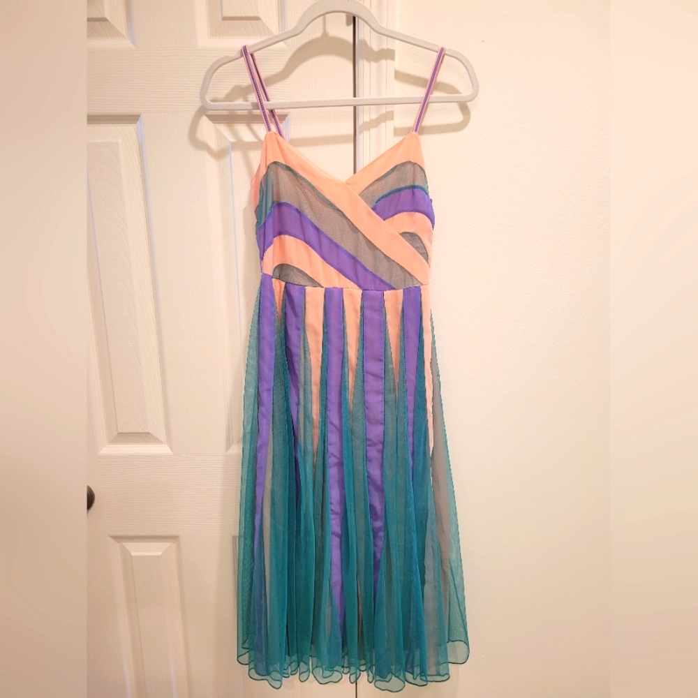 Pink, green, and purple tank dress